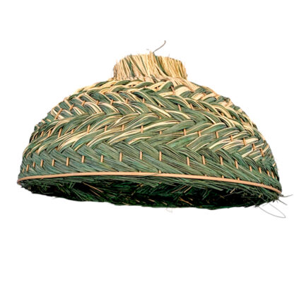 Suspension luminaire organique à lumière tamisé design Cloche tressée à la main  en fibre de palmier naturelle bicolor